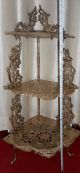 India Vintage Brass 3 Tiered Corner Stand Hand Casted,  Art Deco,  Folding Stand Post-1950 photo 6
