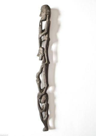 Collect This Guinea Tribal Artifact Of Three Asmat Figures Standing –lot 19 photo