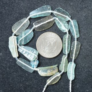 Ancient Roman Glass Beads 1 Medium Strand Aqua And Green 100 - 200 Bc 0362 photo