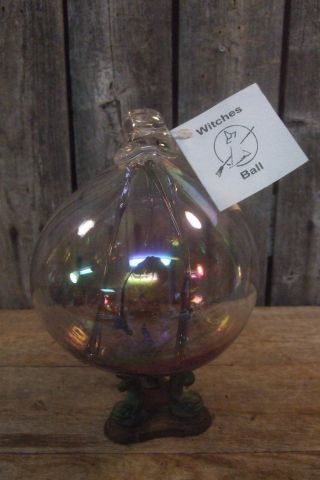 Large Purple Witch Ball Hand Blown Glass - Folklore Good Luck Keep Away Evil photo