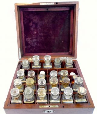 19th Century Doctor ' S / Pharmacist Traveling Apothecary Chest W/ Bottles photo