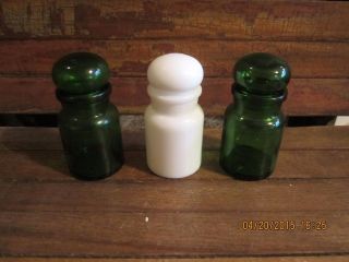 Primitive Vintage 3 - Bubble Top Apothecary Glass Jars Made In Belgium 3.  5 