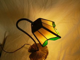 Gorgeous Mission Style Stain Glass Slag Table Lamp Tiffany Style L&l Wmc photo