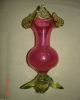 Stevens & Williams Style Art Glass Cranberry & Green Vase Vases photo 1
