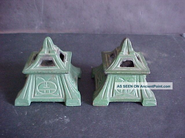 Pair Antique Arts & Crafts Style Incense Burners Signed Vantines Metalware photo