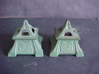 Pair Antique Arts & Crafts Style Incense Burners Signed Vantines photo