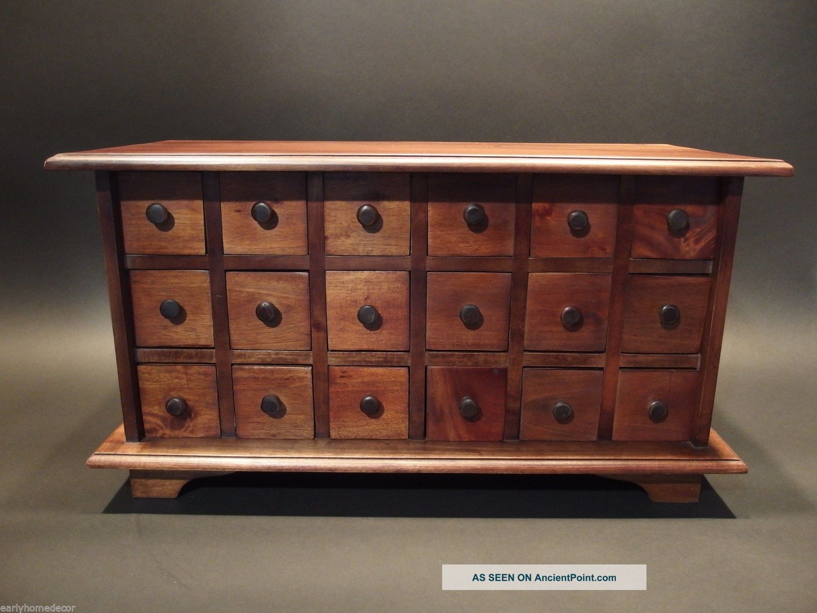 Primitive Antique Style Mahogany Wood Apothecary Spice Chest Cabinet 18 Drawers Primitives photo