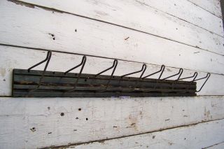 Antique Wood & Metal Hardware Store Display Rack Vintage Wall Hook Rustic Decor photo