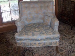 Antique Upholstered High Back Arm Chair Japanese Design photo