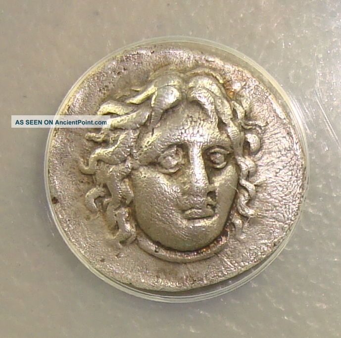 305 - 275 Bc Rhodes,  Helios / Rose Ancient Greek Silver Didrachm Anacs Vf35 - Greek photo