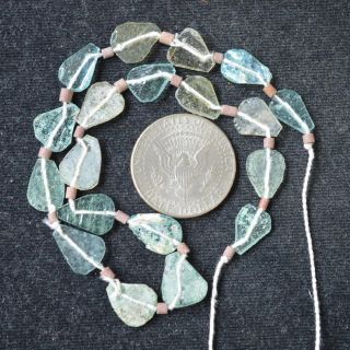 Ancient Roman Glass Beads 1 Medium Strand Aqua Green 100 - 200 Bc 377 photo