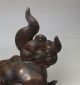 F596: Real Japanese Old Bizen Pottery Ware Foo Dog Statue With Great Work Statues photo 2