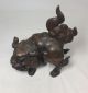 F596: Real Japanese Old Bizen Pottery Ware Foo Dog Statue With Great Work Statues photo 7