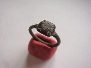 Ancient Late Roman / Early Byzantine Bronze Ring With Cross 3 - photo