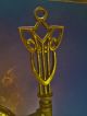 Most Awesome Bronzed Antique Art Nouveau Era Table Lamp W/peacock Eye Crystals Art Nouveau photo 10