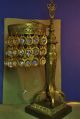 Most Awesome Bronzed Antique Art Nouveau Era Table Lamp W/peacock Eye Crystals Art Nouveau photo 4