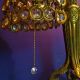 Most Awesome Bronzed Antique Art Nouveau Era Table Lamp W/peacock Eye Crystals Art Nouveau photo 5