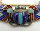 Antique Art Deco Egyptian Revival Winged Scarab Enamel 800 - Silver Pin Brooch Art Deco photo 3