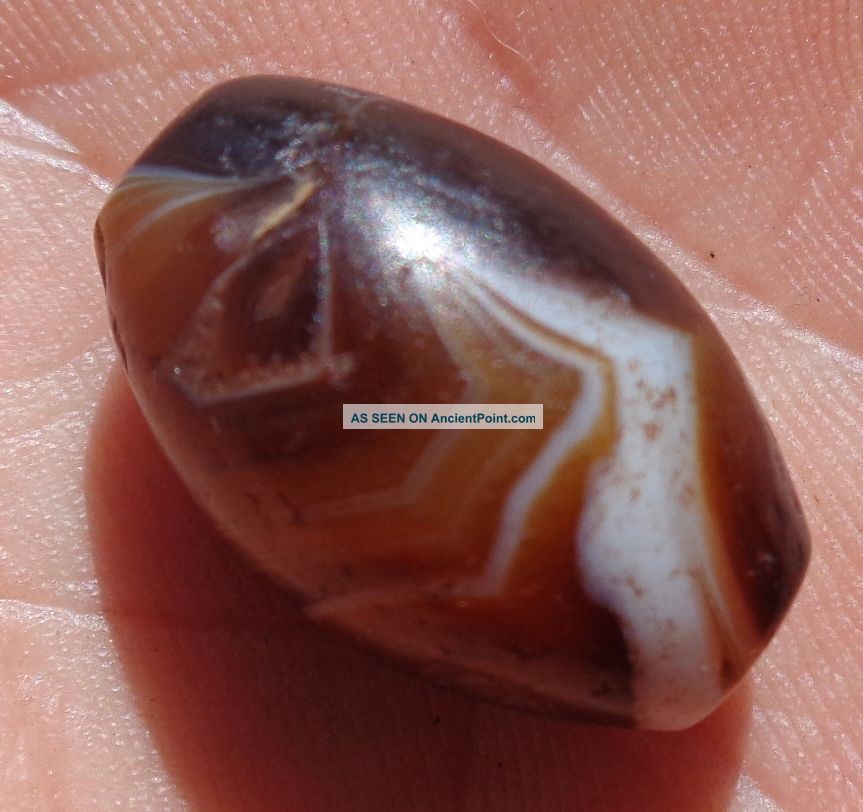 21mm Antique Rare Banded Western Asian Agate Bead Pakistan Afghanistan Near Eastern photo