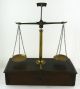 Antique Brass Jeweler ' S / Miner ' S Travelling Scale In Wooden Box With Weights Scales photo 1