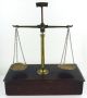 Antique Brass Jeweler ' S / Miner ' S Travelling Scale In Wooden Box With Weights Scales photo 2