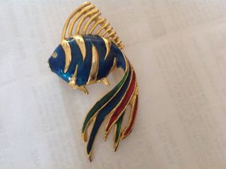 ' Beach Finds ' A.  Colourful Enammelled ' Tropical Fish  Brooch photo