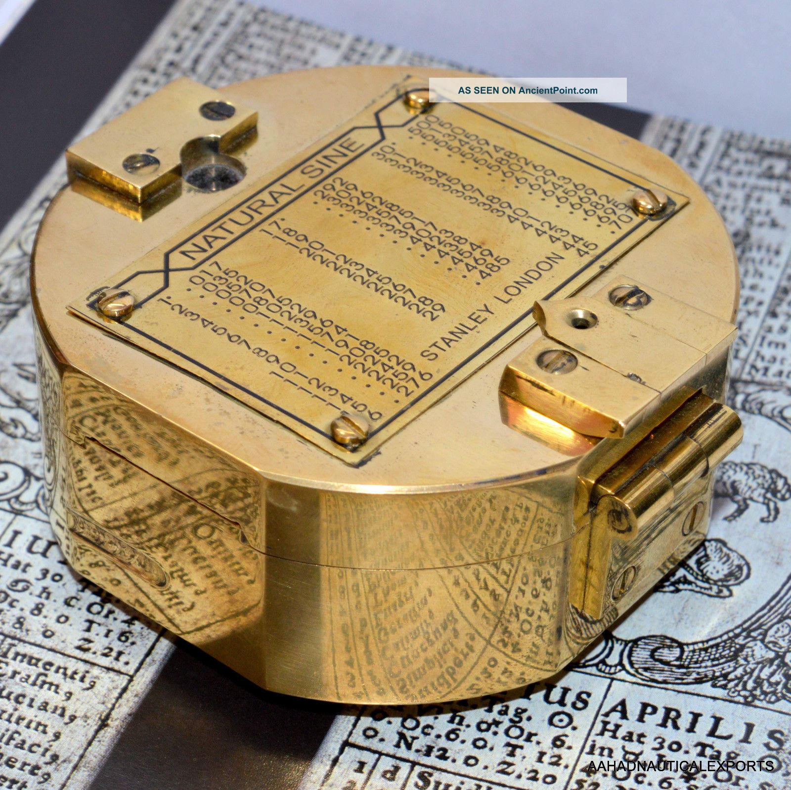 Vintage Nautical Brass Brunton Compass Collectible Gift Replica Compasses photo