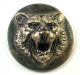 Antique Button Detailed Snarling Tiger Design - Brass On Metal Disc 1 & 1/16 