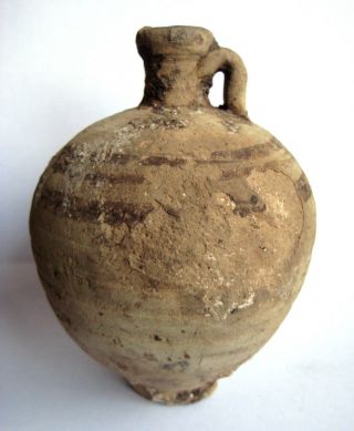 Circa.  2000 B.  C Judeah Region - Palestine Bronze Age Clay Oil Jug.  Vf State photo