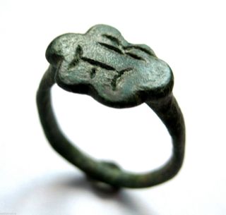 C.  50 A.  D British Found Roman Period Ae Bronze Legionary Signet Seal Ring photo