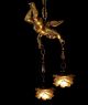1910s Antique Art Nouveau Bronze Cast Winged Cherub Sculpture Chandelier Chandeliers, Fixtures, Sconces photo 2