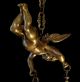1910s Antique Art Nouveau Bronze Cast Winged Cherub Sculpture Chandelier Chandeliers, Fixtures, Sconces photo 3