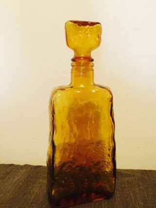 Amber Glass Stone Scotch Whiskey Decanter Top Mid Century - photo