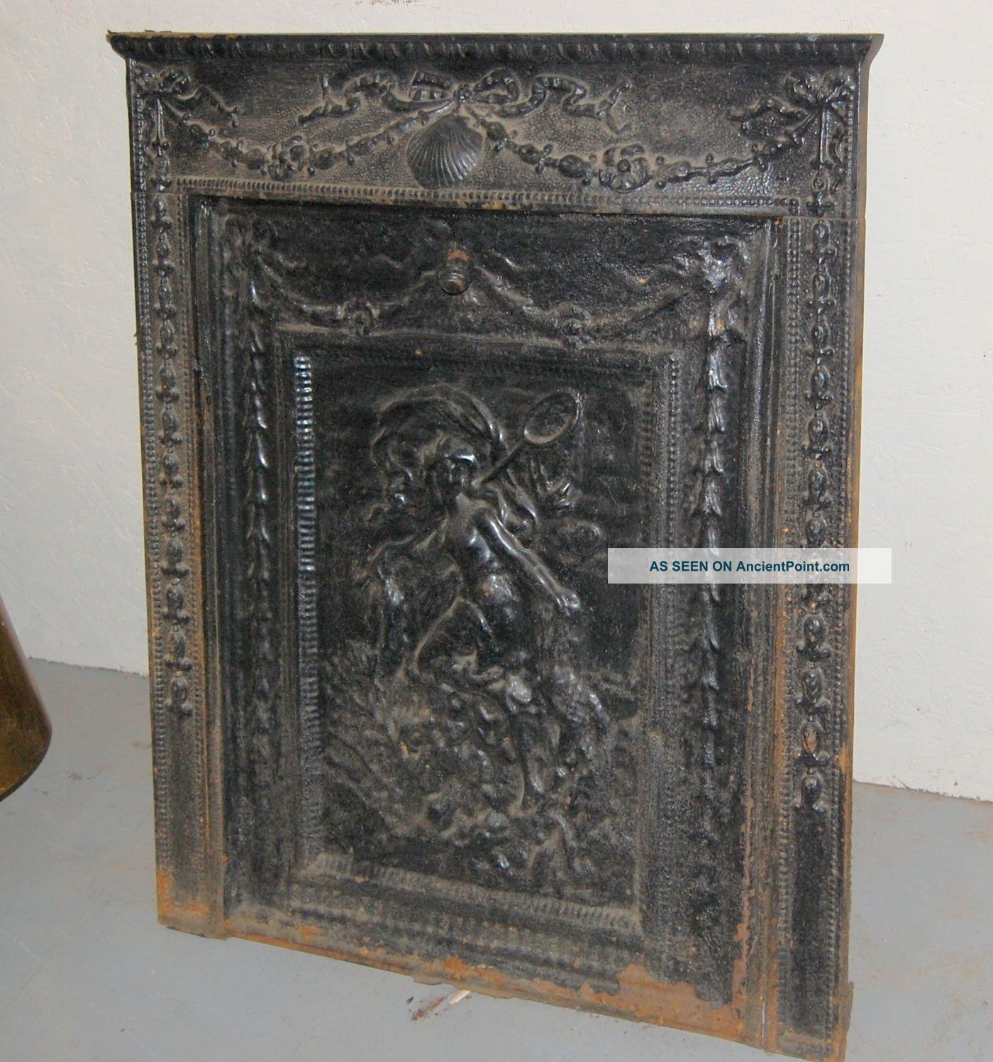 Antique Ornate Cast Iron Fireplace Insert,  Home,  Hearth,  Heating,  Architectural Salv Hearth Ware photo