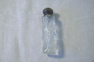 Antique Victorian Miniature Scent Crystal Bottle Sterling Top Lid photo