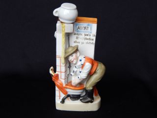 Antique German Porcelain Figural Flask Bottle Potty Plumber Man Toliet Figure photo