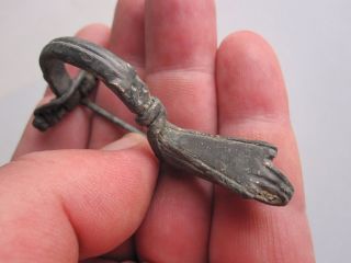 Ancient Roman Bronze Engraved Brooch photo