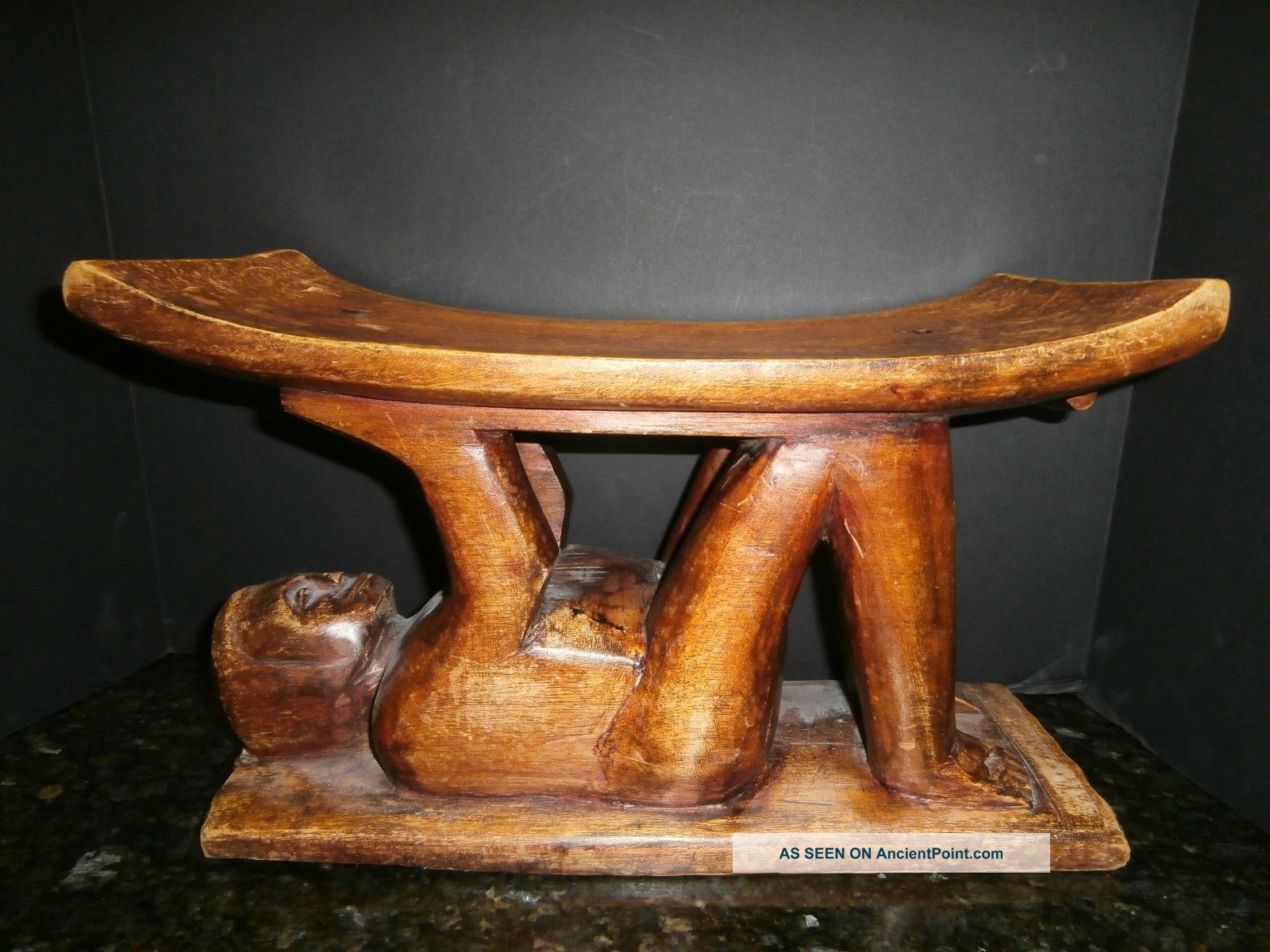 Vintage African Ashanti Wood Stool Hand Carved Wood Ghana Tribe Ceremonial Other photo
