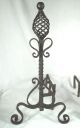 Pair Antique Early 20th Century Arts,  Crafts Spiral Twist Wrought Iron Andirons Hearth Ware photo 1