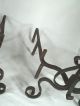 Pair Antique Early 20th Century Arts,  Crafts Spiral Twist Wrought Iron Andirons Hearth Ware photo 4