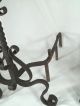Pair Antique Early 20th Century Arts,  Crafts Spiral Twist Wrought Iron Andirons Hearth Ware photo 5