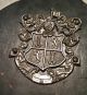 Antique Fireplace Bellows Wood Black Leather W/ Silver Coat Of Arms Crest Hearth Ware photo 2