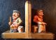 Vintage Suisse Hand Carved Wood Troll Bookends Carved Figures photo 4