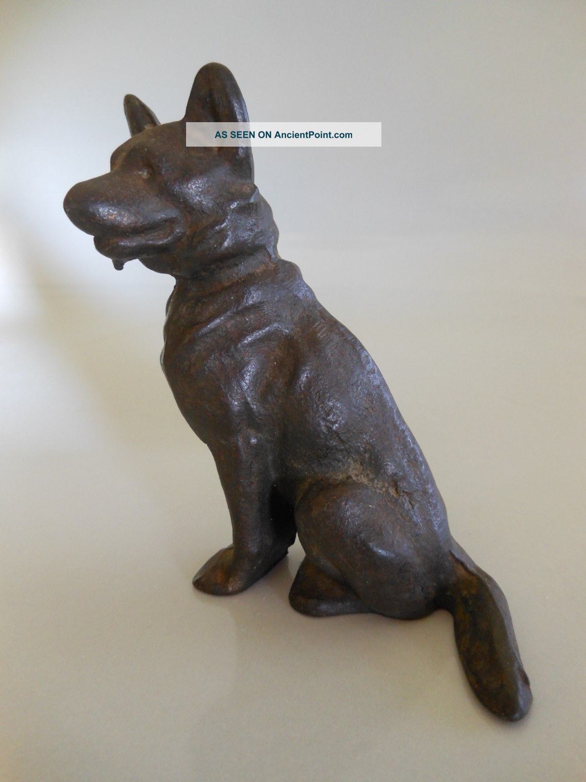 Vtg Antique Hubley ? Cast Iron Metal German Shepherd Dog Door Stop Figurine Metalware photo