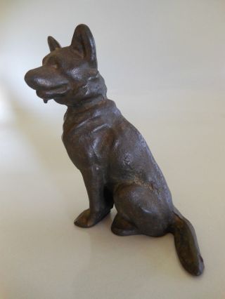 Vtg Antique Hubley ? Cast Iron Metal German Shepherd Dog Door Stop Figurine photo