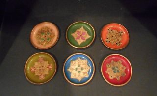 Vintage Italian Florentine Gold Tole Coasters Nicely Detailed Vibrant Colors Wow photo