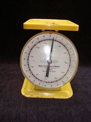 Vintage Sears Yellow Metal Model 1906 25 Lb.  Weight Scale photo