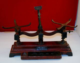 Antique Scale Henry Troemner Cast Iron Balance 7 ¾ Oz photo