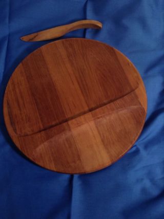 Mid Century Modern Nissen Denmark Teak Wood Plate/platter/cheese Board Danish photo