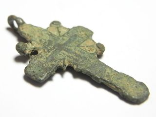 Celtic Cross Styled Late Tudor British Found Bronze Cross Pendant.  (g15) photo